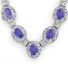 Genuine 38.7 ctw Tanzanite & Diamond Necklace 14K Gold