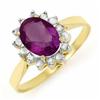 Genuine 1.26 ctw Amethyst & Diamond Ring 10K White Gold