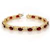 Genuine 13.55 ctw Garnet & Diamond Bracelet Yellow Gold
