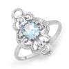 Genuine 0.83 ctw Blue Topaz & Diamond Ring White Gold