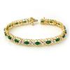 Image 1 : Genuine 4.02 ctw Emerald & Diamond Bracelet Yellow Gold