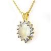 Genuine 1.0 ctw Opal & Diamond Pendant Yellow Gold