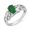 Image 1 : Genuine 0.82 ctw Emerald & Diamond Ring 10K White Gold