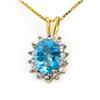 Image 1 : Genuine 1.0 ctw Blue Topaz & Diamond Pendant 10K Gold