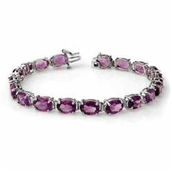 Genuine 22.6 ctw Amethyst Bracelet 10K White Gold