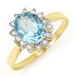 Genuine 1.69 ctw Blue Topaz & Diamond Ring 10K Gold