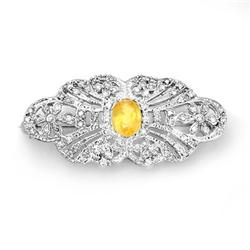 Genuine 3.25 ctw Yellow Sapphire & Diamond Brooch Gold