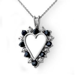Genuine 1.10 ctw Sapphire & Diamond Pendant White Gold