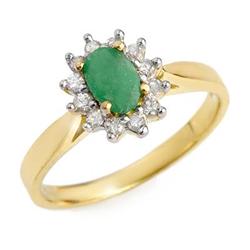 Genuine 0.51 ctw Emerald & Diamond Ring 10K Yellow Gold