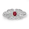 Image 1 : Genuine 3.75 ctw Ruby & Diamond Brooch 14K White Gold