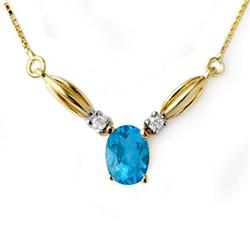Genuine 1.30 ctw Blue Topaz & Diamond Necklace 10K Gold