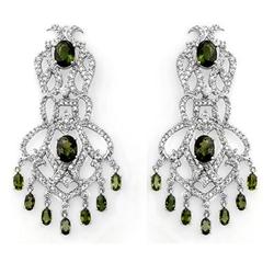 Genuine 17.3ct Green Tourmaline & Diamond Earrings Gold