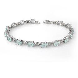 Genuine 8.0 ctw Aquamarine Bracelet 10K White Gold