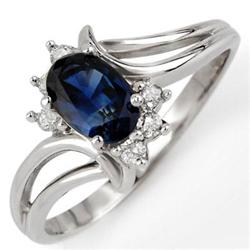 Genuine 0.70 ctw Blue Sapphire & Diamond Ring 10K Gold