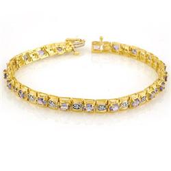 Genuine 3.14 ctw Tanzanite & Diamond Bracelet 10K Gold