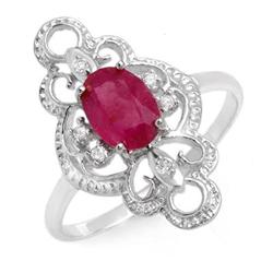 Genuine 1.35 ctw Ruby & Diamond Ring 10K White Gold