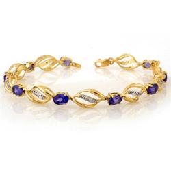 Genuine 5.6 ctw Tanzanite & Diamond Bracelet 10K Gold