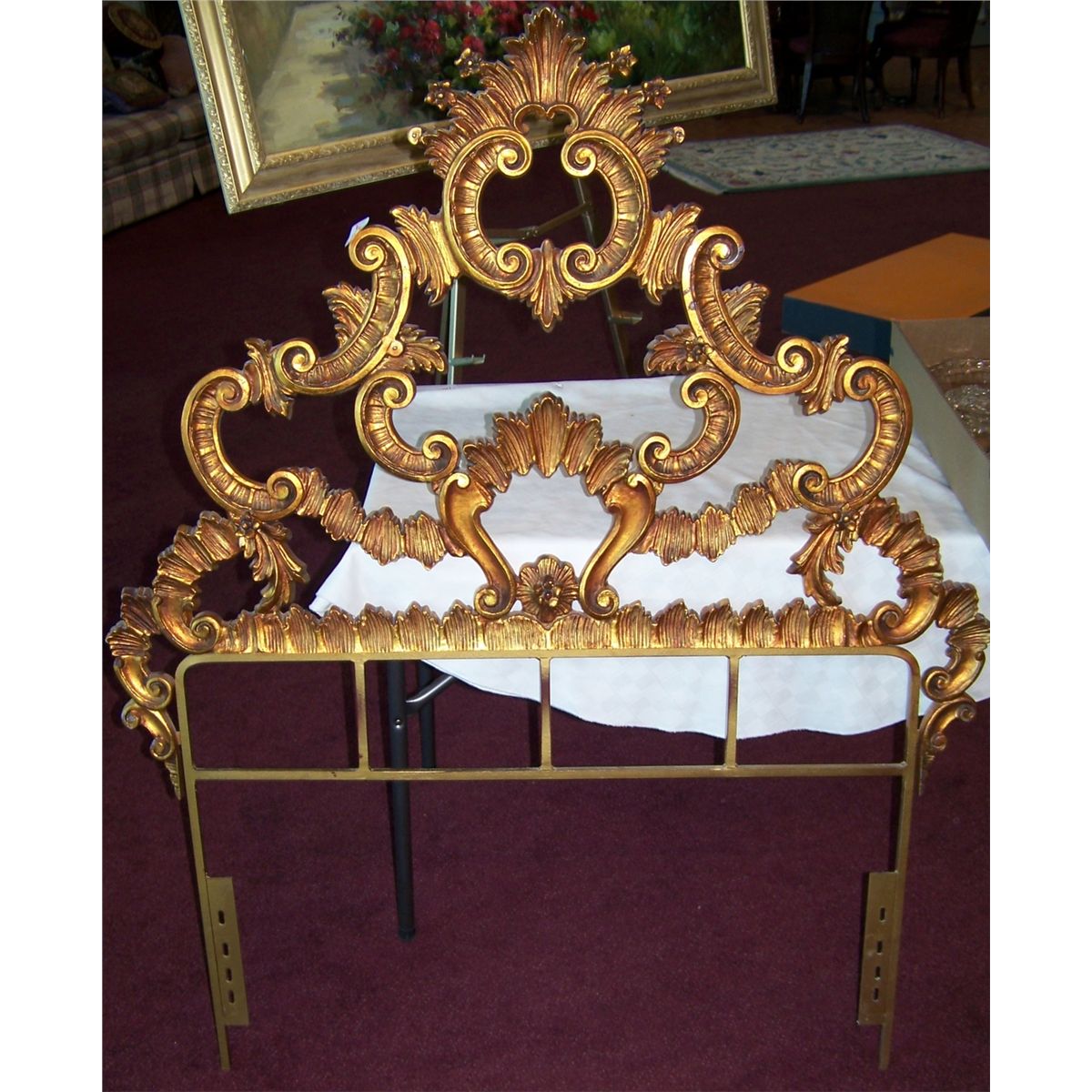 Two Vintage Cast Iron Twin Bed Headboards.