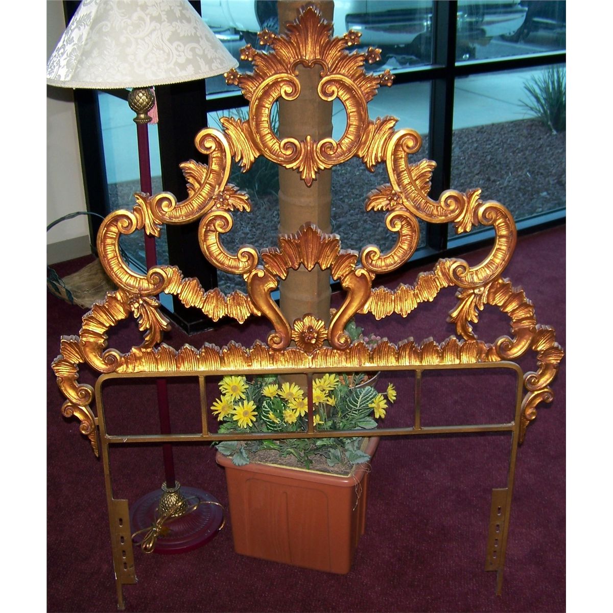 Two Vintage Cast Iron Twin Bed Headboards.