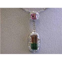 18k White Gold Necklace with Tourmaline and Diamonds