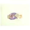 Image 2 : 14k Yellow Gold Ring with Diamonds and Amethyst