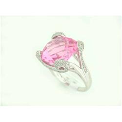 14k White Gold Ring with Topaz and Diamond Accents