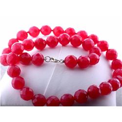 Red Dyed Jade Beads Necklace