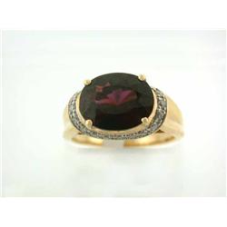 14k Yellow Gold Ring with Garnet and Diamonds