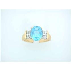 14k Yellow Gold with Topaz and Diamonds