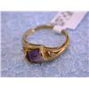 Image 3 : 14k Yellow Gold Ring with Amethyst and Diamonds