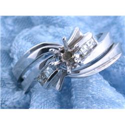 14k White Gold Diamond Ring with Accents (semi-mount)