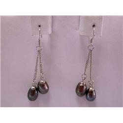 Dangling Pearl and Silver Earrings