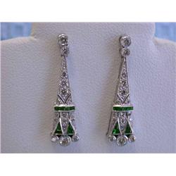 18k White Gold Earrings with Diamonds and Tsavorite