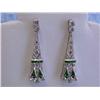 Image 1 : 18k White Gold Earrings with Diamonds and Tsavorite
