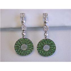 14k White Gold Earrings with Diamonds and Garnet