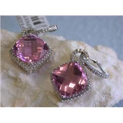 14k Ladies Fashion Earrings with Diamonds and Quartz