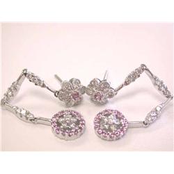 18k Gold Earrings with Diamonds and Pink Gemstone