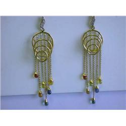 18k Yellow Gold Earrings with Diamonds and Sapphires