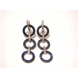 14k White Gold Earrings with Diamonds and Sapphire