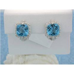 18k White Gold Earrings with Diamonds and Topaz