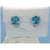 Image 1 : 18k White Gold Earrings with Diamonds and Topaz