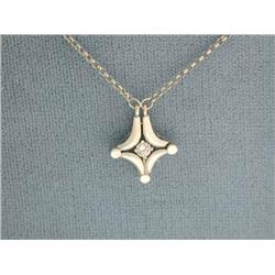 14k White Gold Necklace with Star Pendant