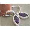 Image 2 : Gold Earrings with Diamonds and Amethyst