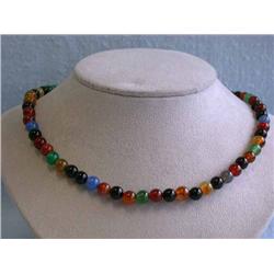 Multi-colored Agate Stones with Silver Clasp