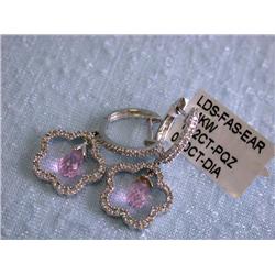 E.F.J. 14k Fashion Earrings with Diamonds and Quartz