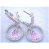 Image 3 : 14k Gold Earrings with Diamonds and Quartz