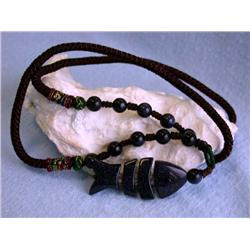 String Necklace with Colored Gemstone Pendant