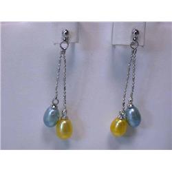 Dangling Pearl and Silver Earrings