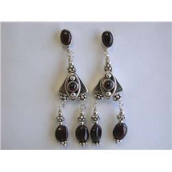 Dangling Silver and Ruby Earrings