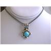 Image 2 : Silver & 14K Gold Necklace with Turquoise